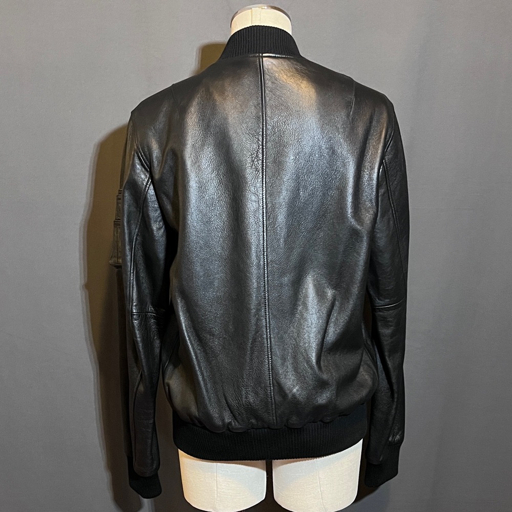 VINCE Men’s Leather Bomber Jacket In Black - Picture 8 of 16